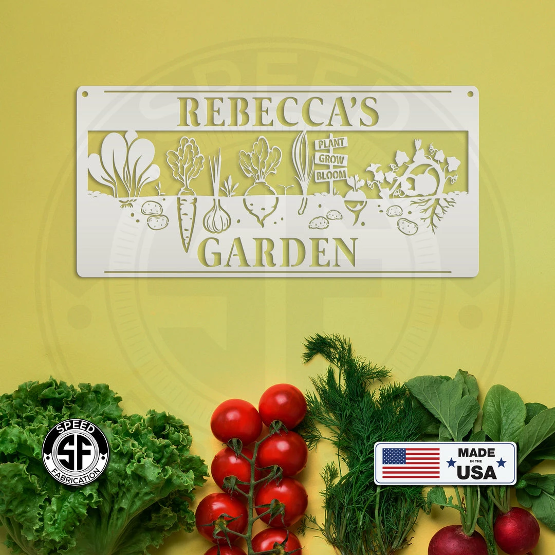 Speed Fabrication Outdoor/Lawn/Garden Personalized Vegetable Garden Metal Sign