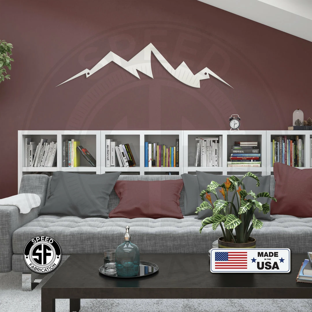 Speed Fabrication Mountain Range Minimalist Home Decor Metal Sign