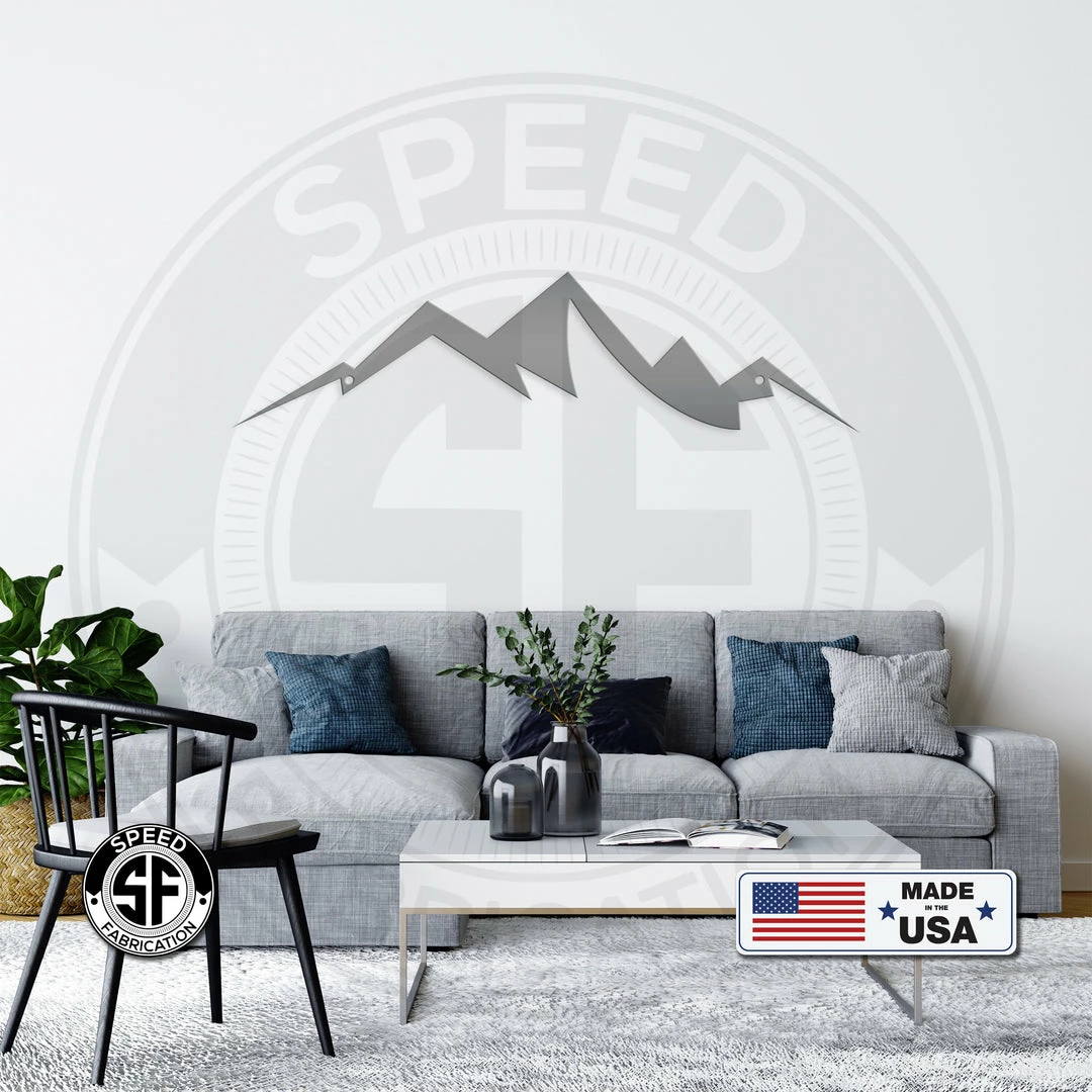 Speed Fabrication Mountain Range Minimalist Home Decor Metal Sign
