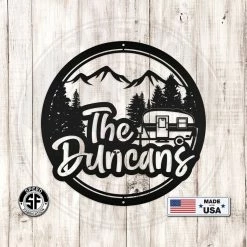 Speed Fabrication Personalized Mountain Camper Metal Sign