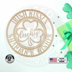 Speed Fabrication Irish Kisses Shamrock Wishes St. Patrick's Day Metal Sign - St. Patty's Day St. Patrick's Day Metal Signs