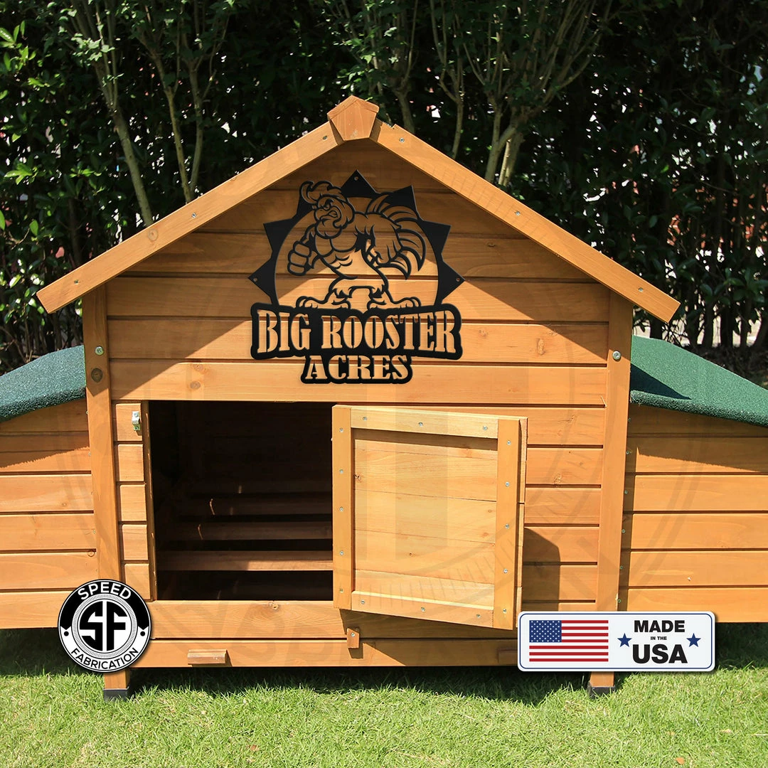 Speed Fabrication Personalized Chicken-Rooster Farm Metal Sign- Chicken Coop Sign Farm Metal Signs