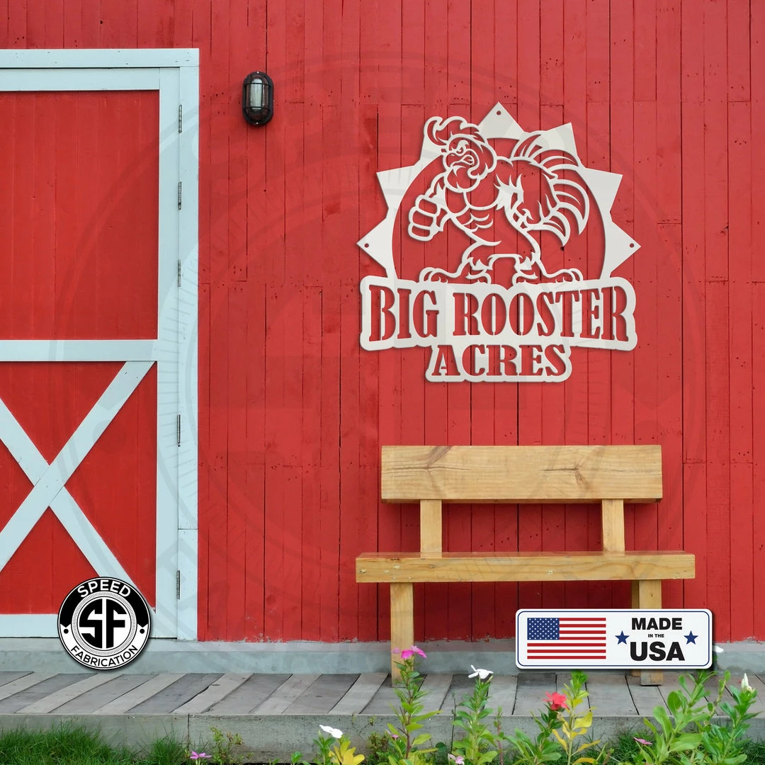 Speed Fabrication Personalized Chicken-Rooster Farm Metal Sign- Chicken Coop Sign Farm Metal Signs
