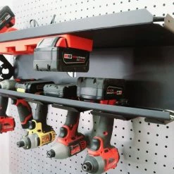 Speed Fabrication Tool Organization Cordless Drill Organizer With Locking Bar And Battery Rack