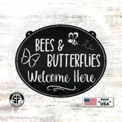 Speed Fabrication Outdoor/Lawn/Garden Bees & Butterflies Welcome Sign