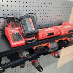 Speed Fabrication Tool Organization Cordless Drill Organizer With Locking Bar And Battery Rack