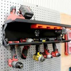 Speed Fabrication Tool Organization Cordless Drill Organizer With Locking Bar And Battery Rack