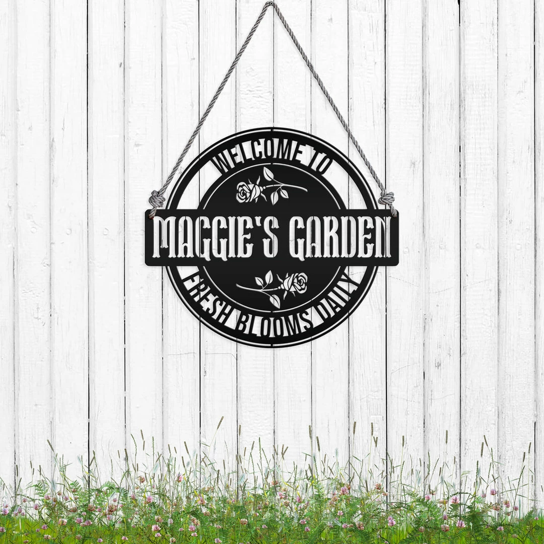 Speed Fabrication Metal Garden Signs And Stakes Custom Rose Garden Sign