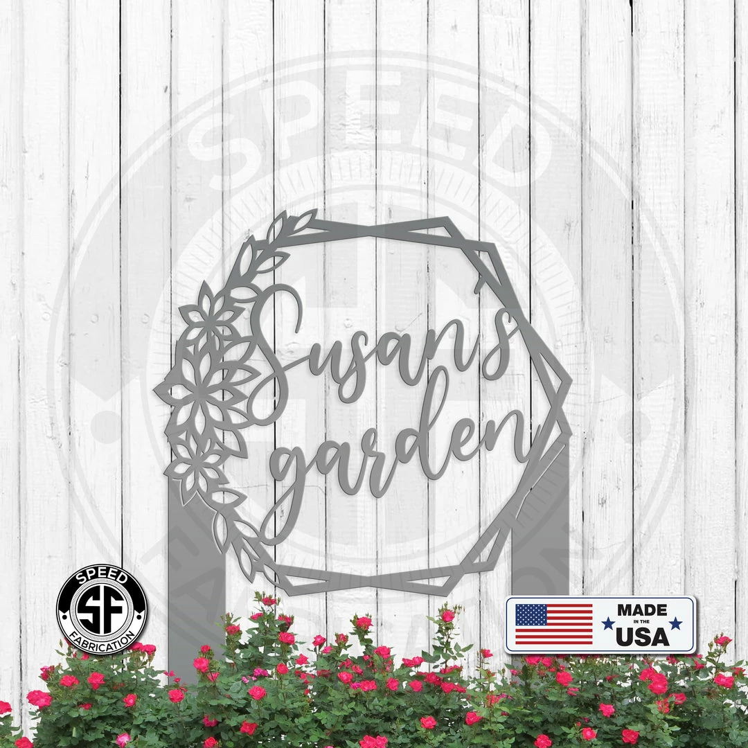 Speed Fabrication Patriotic Metal Signs Personalized Floral Hexagon Metal Yard Stake