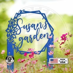 Speed Fabrication Patriotic Metal Signs Personalized Floral Hexagon Metal Yard Stake