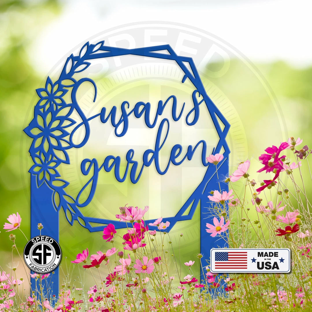 Speed Fabrication Patriotic Metal Signs Personalized Floral Hexagon Metal Yard Stake