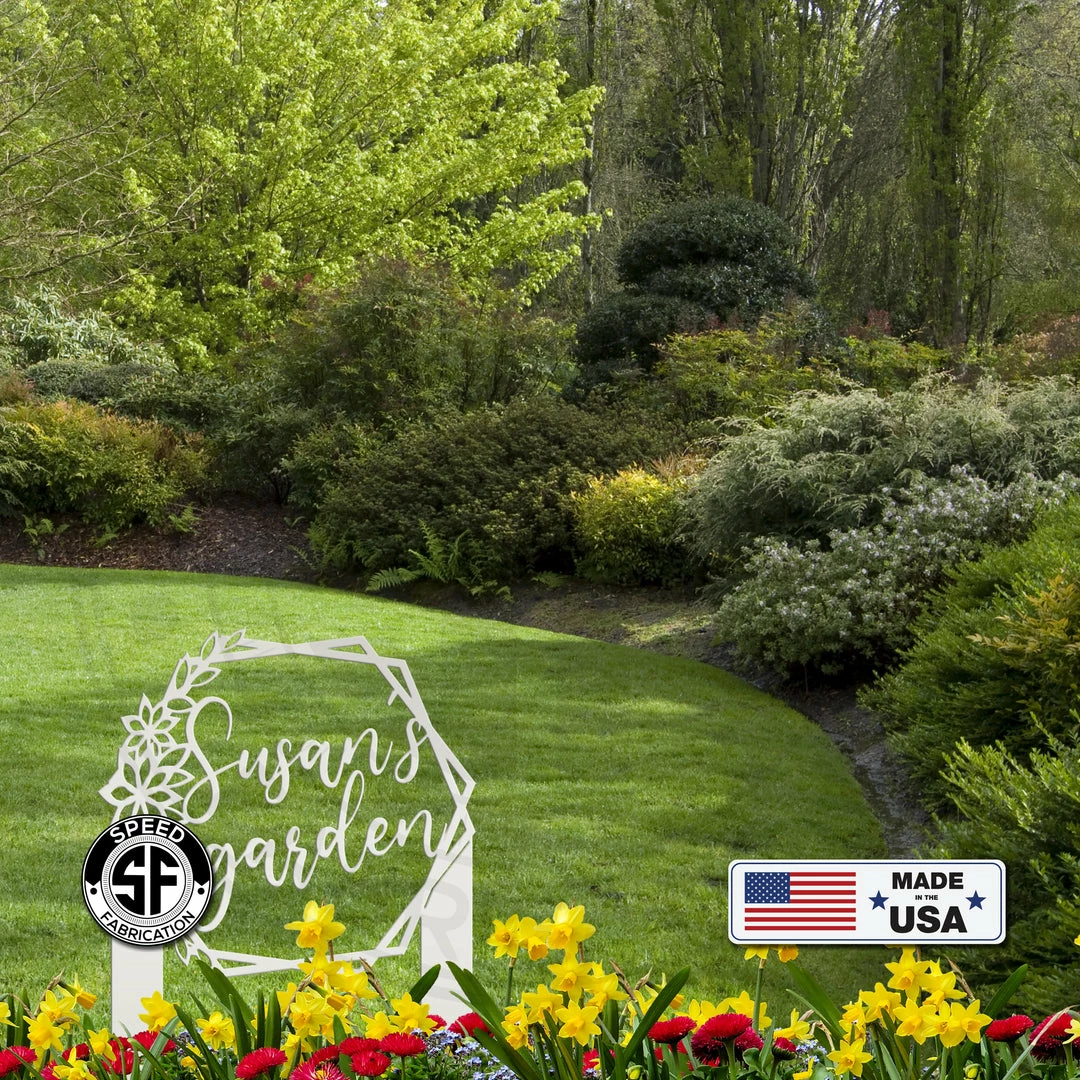 Speed Fabrication Patriotic Metal Signs Personalized Floral Hexagon Metal Yard Stake