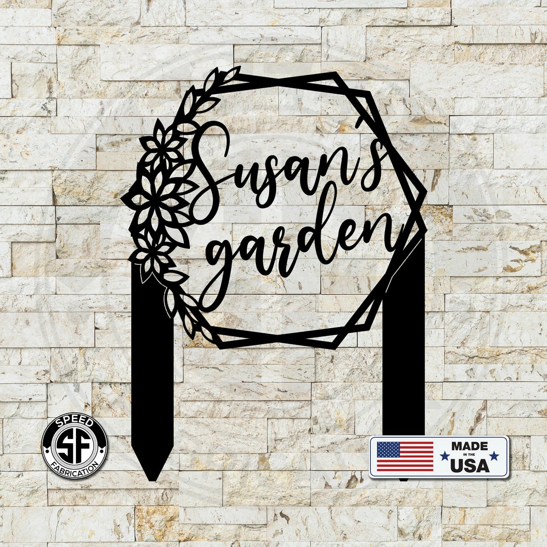 Speed Fabrication Patriotic Metal Signs Personalized Floral Hexagon Metal Yard Stake