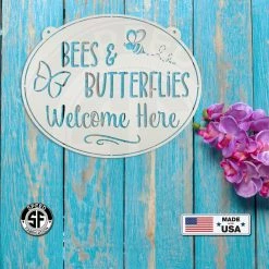 Speed Fabrication Outdoor/Lawn/Garden Bees & Butterflies Welcome Sign