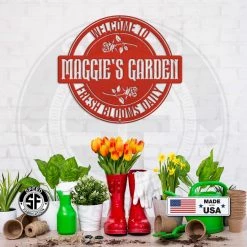 Speed Fabrication Metal Garden Signs And Stakes Custom Rose Garden Sign