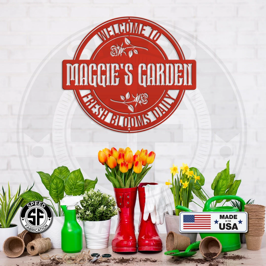 Speed Fabrication Metal Garden Signs And Stakes Custom Rose Garden Sign