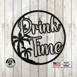 Speed Fabrication Palm Tree Drink Time Metal Sign Bar And Pub Custom Metal Signs