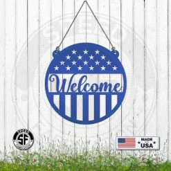 Speed Fabrication American Flag Welcome Metal Sign - Patriotic Sign
