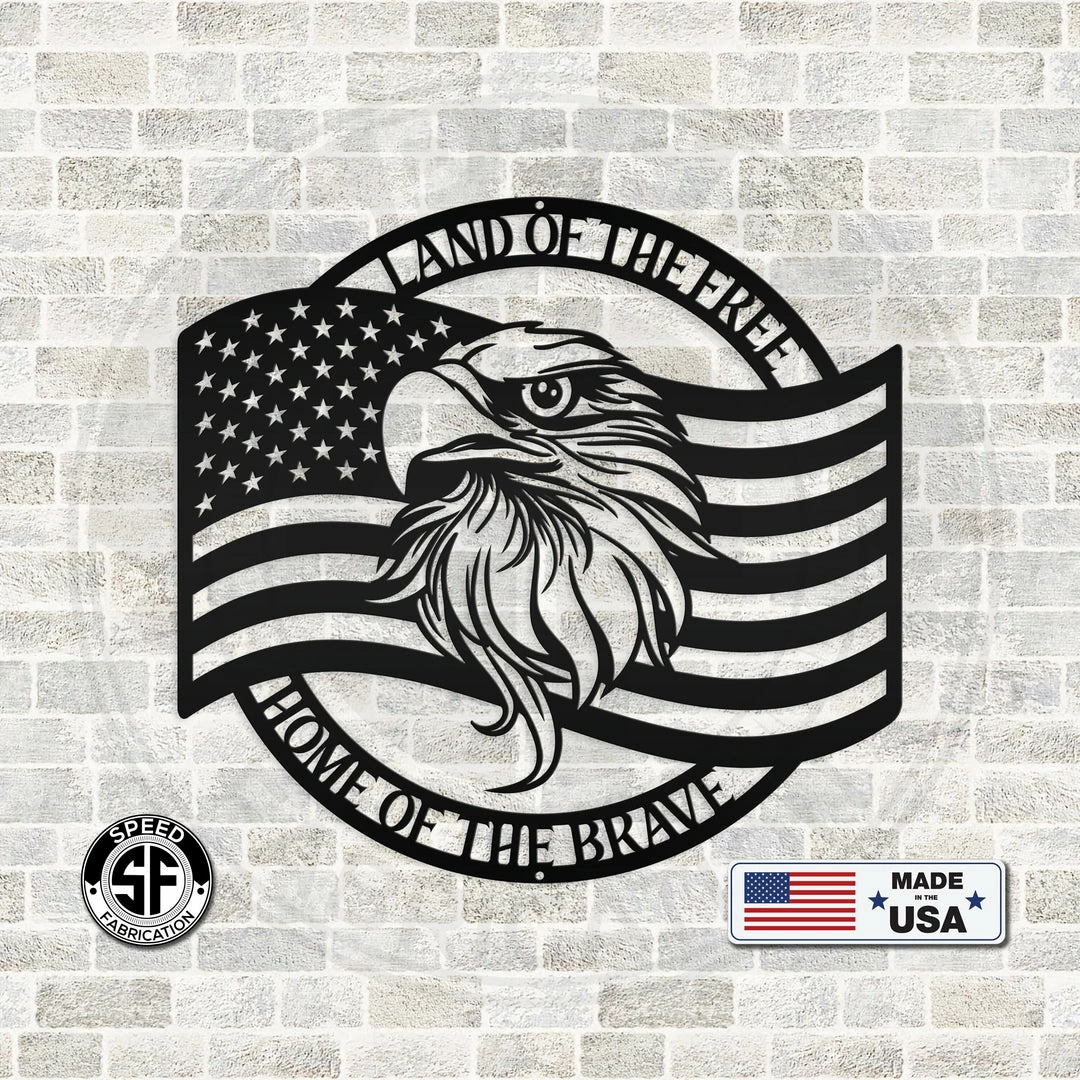 Speed Fabrication Patriotic Metal Sign With American Flag And Eagle