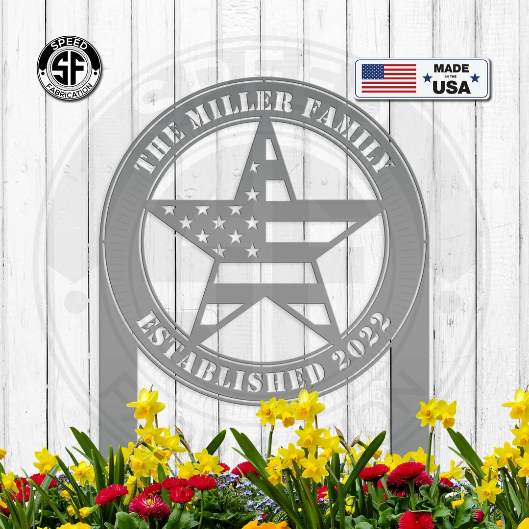 Speed Fabrication Custom Patriotic Name Yard Stake- Family Name Yard Stake