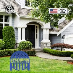 Speed Fabrication Outdoor Patio/Lawn Metal Signs American Flag Welcome Metal Yard Stake - Patriotic Yard Stake