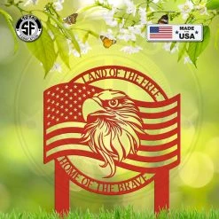 Speed Fabrication American Flag With Eagle Metal Yard Stake - Patriotic Yard Stake