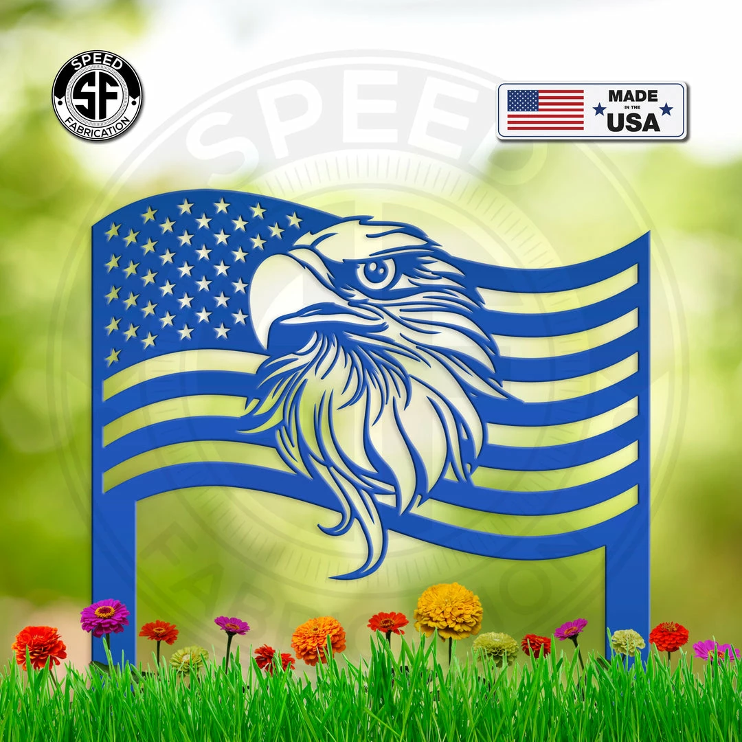 Speed Fabrication American Flag Eagle Metal Yard Stake