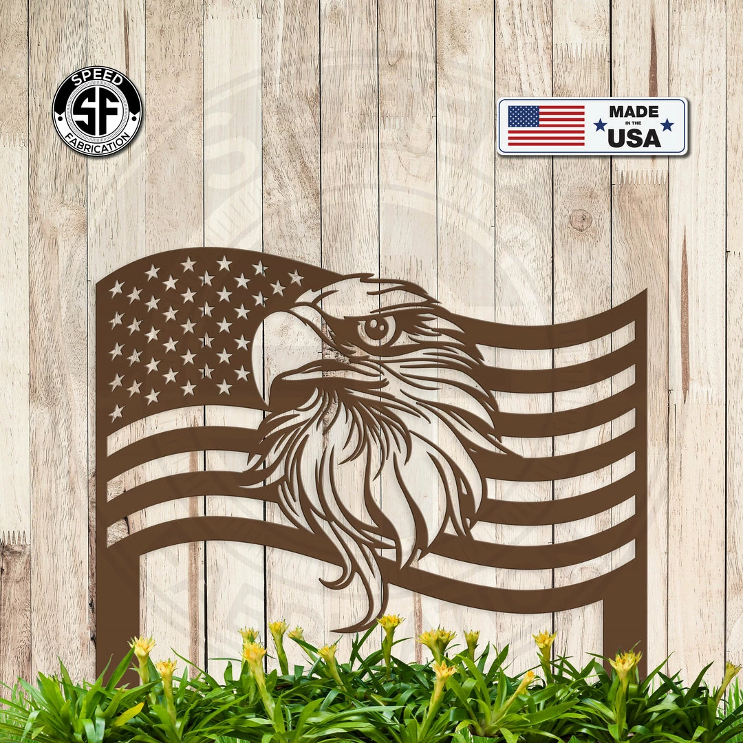 Speed Fabrication American Flag Eagle Metal Yard Stake