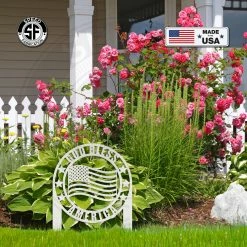 Speed Fabrication Outdoor Patio/Lawn Metal Signs American Flag Lawn Stake- God Bless America - Christian Lawn Ornament