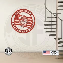 Speed Fabrication Custom Metal Eagle And Flag Sign - Patriotic Door Hanger