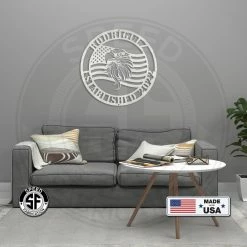 Speed Fabrication Custom Metal Eagle And Flag Sign - Patriotic Door Hanger