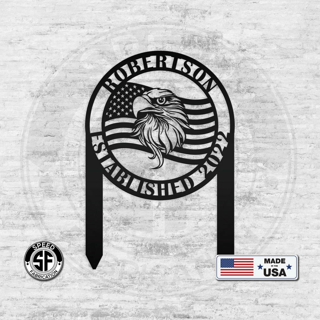 Speed Fabrication Patriotic Metal Signs Custom Eagle Yardstake