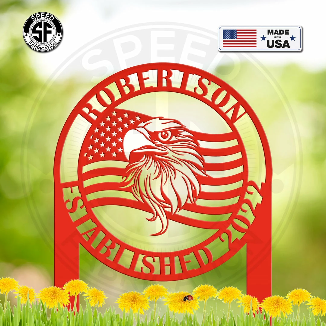 Speed Fabrication Patriotic Metal Signs Custom Eagle Yardstake