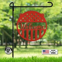 Speed Fabrication American Flag Welcome Metal Sign - Patriotic Sign