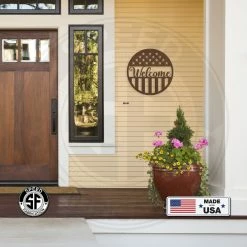 Speed Fabrication American Flag Welcome Metal Sign - Patriotic Sign