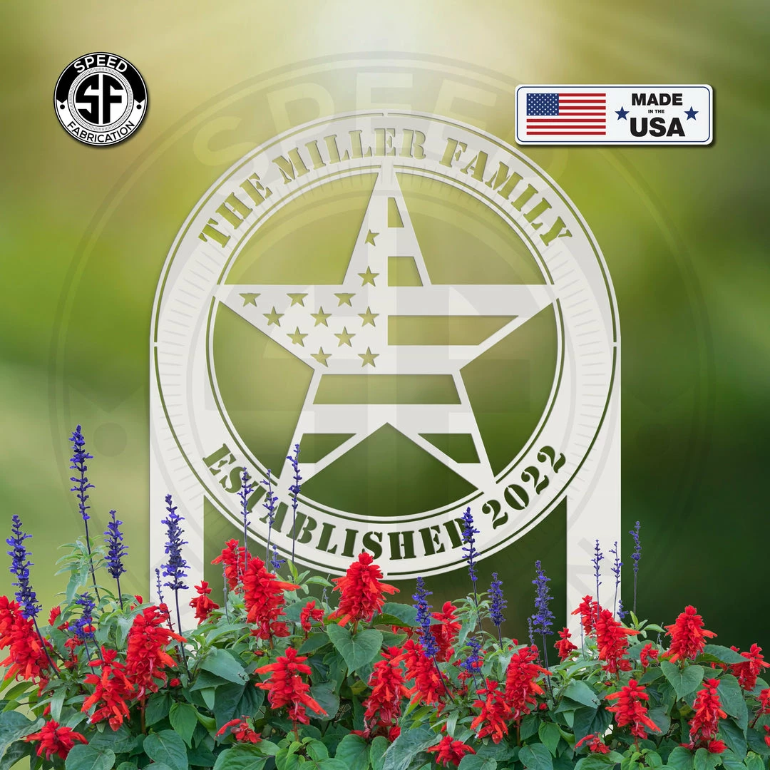 Speed Fabrication Custom Patriotic Name Yard Stake- Family Name Yard Stake