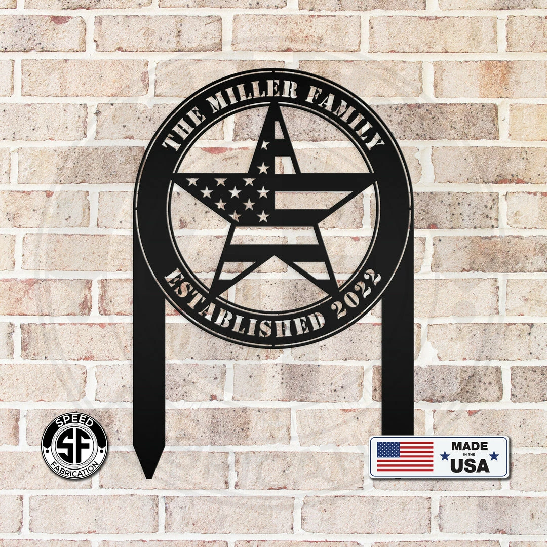 Speed Fabrication Custom Patriotic Name Yard Stake- Family Name Yard Stake