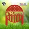 Speed Fabrication Outdoor Patio/Lawn Metal Signs American Flag Welcome Metal Yard Stake - Patriotic Yard Stake