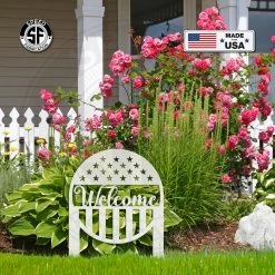 Speed Fabrication Outdoor Patio/Lawn Metal Signs American Flag Welcome Metal Yard Stake - Patriotic Yard Stake