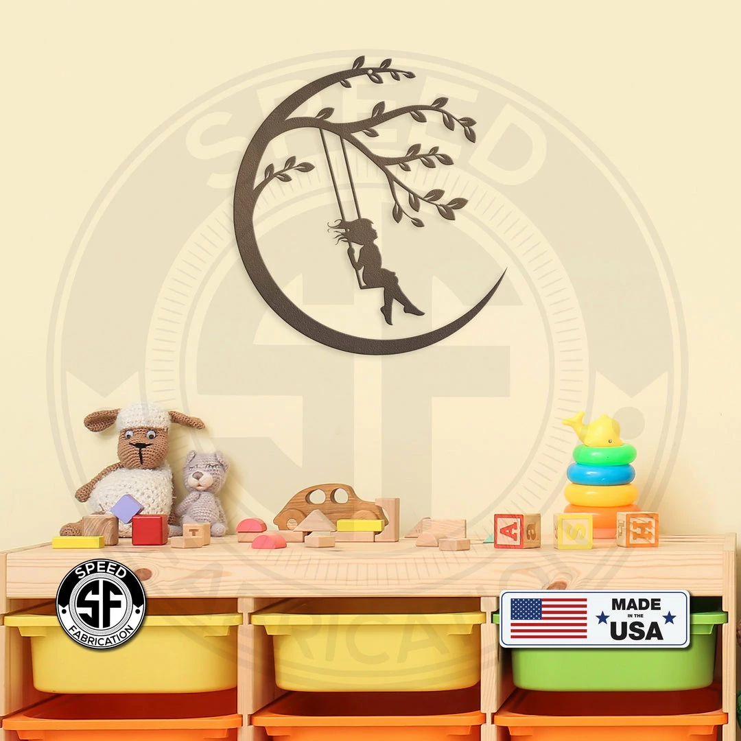 Speed Fabrication Child Swinging Sign-Metal Child On A Swing Sign