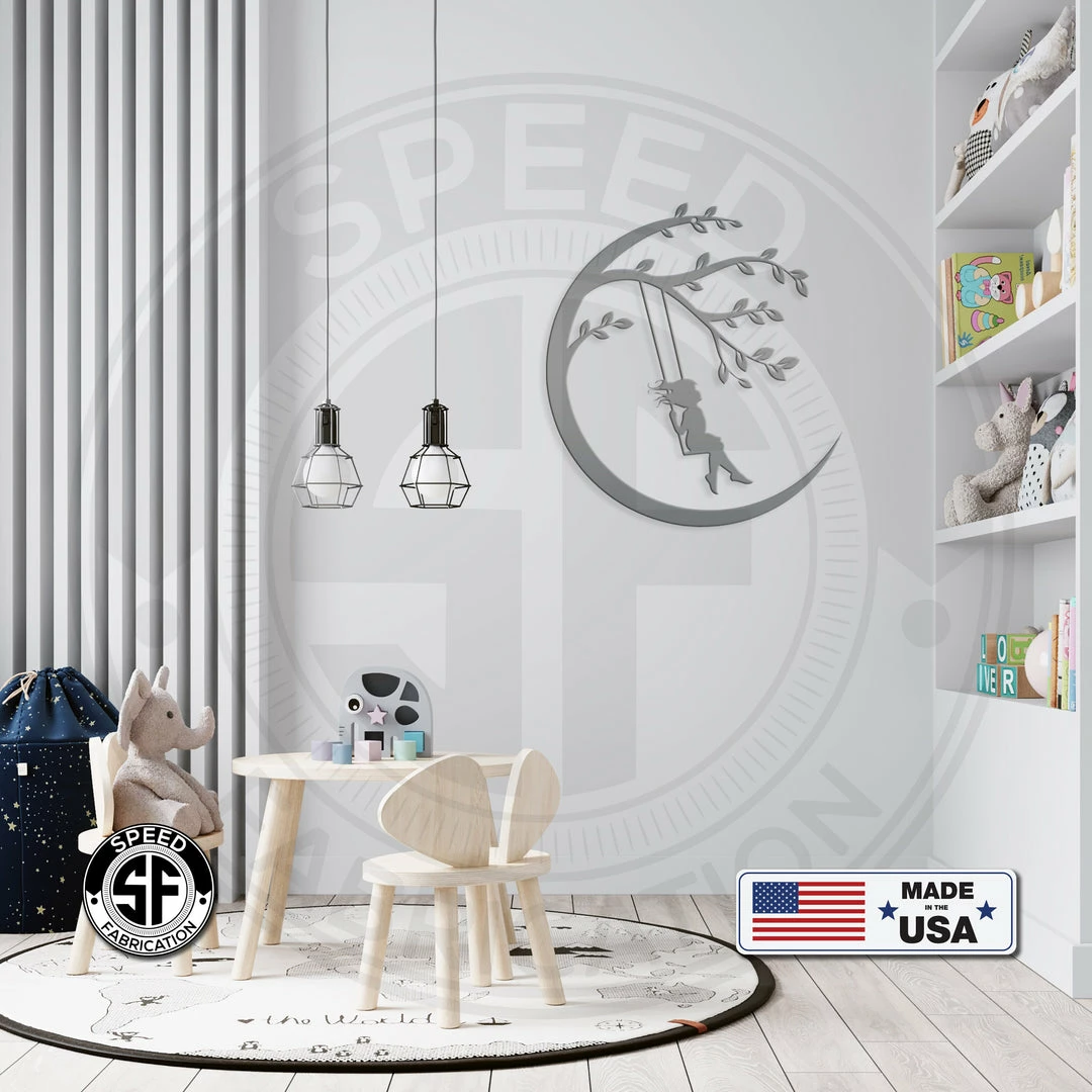 Speed Fabrication Child Swinging Sign-Metal Child On A Swing Sign