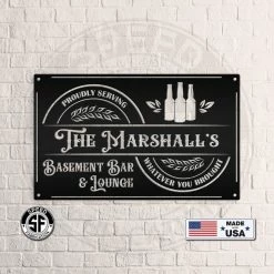 Speed Fabrication Rectangle Custom Basement Bar Metal Sign - Make It Your Own Wording- Man Cave Sign -Lounge Sign -