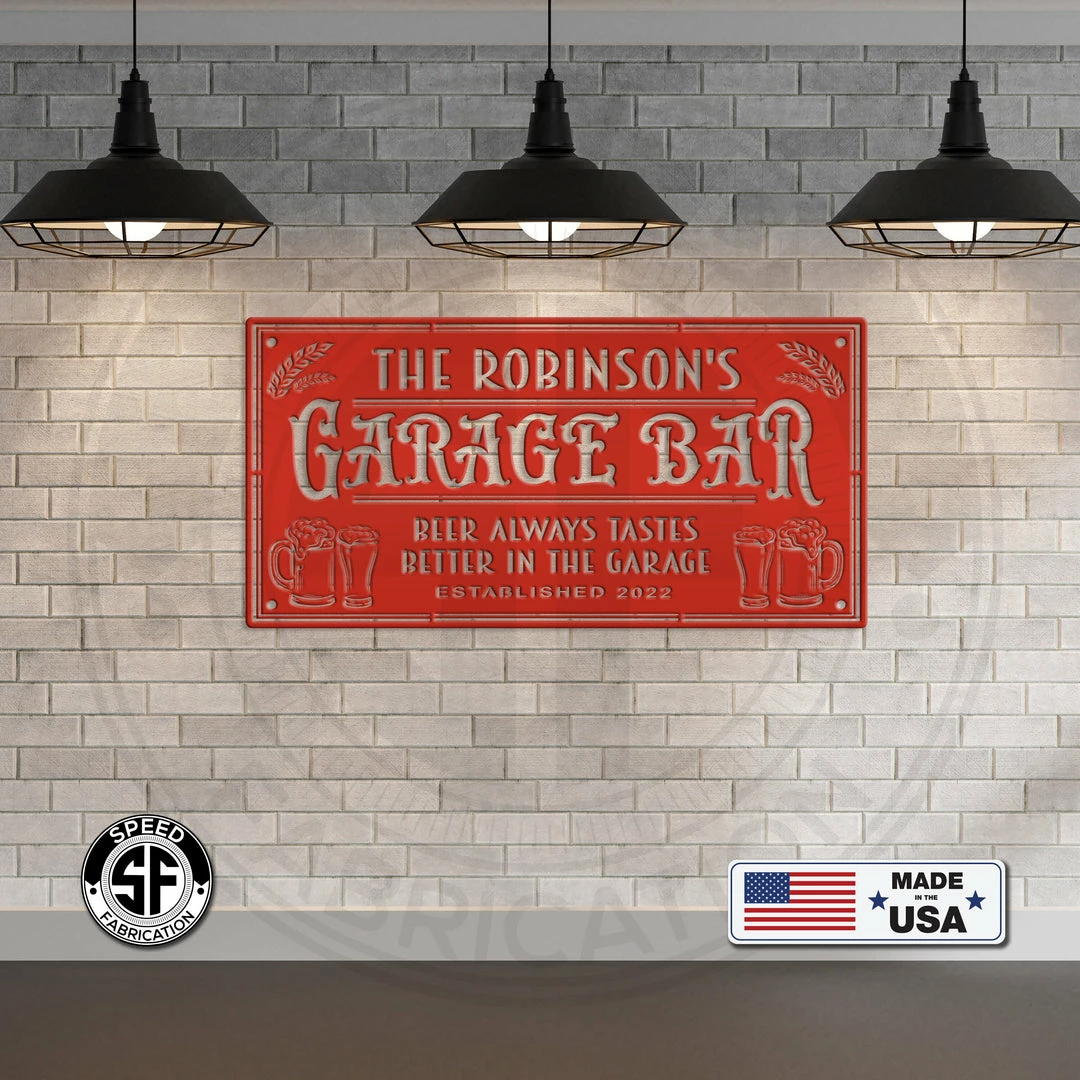Speed Fabrication Rectangle Custom Garage Bar Metal Sign - Make It Your Own Wording- Man Cave Bar And Pub Custom Metal Signs