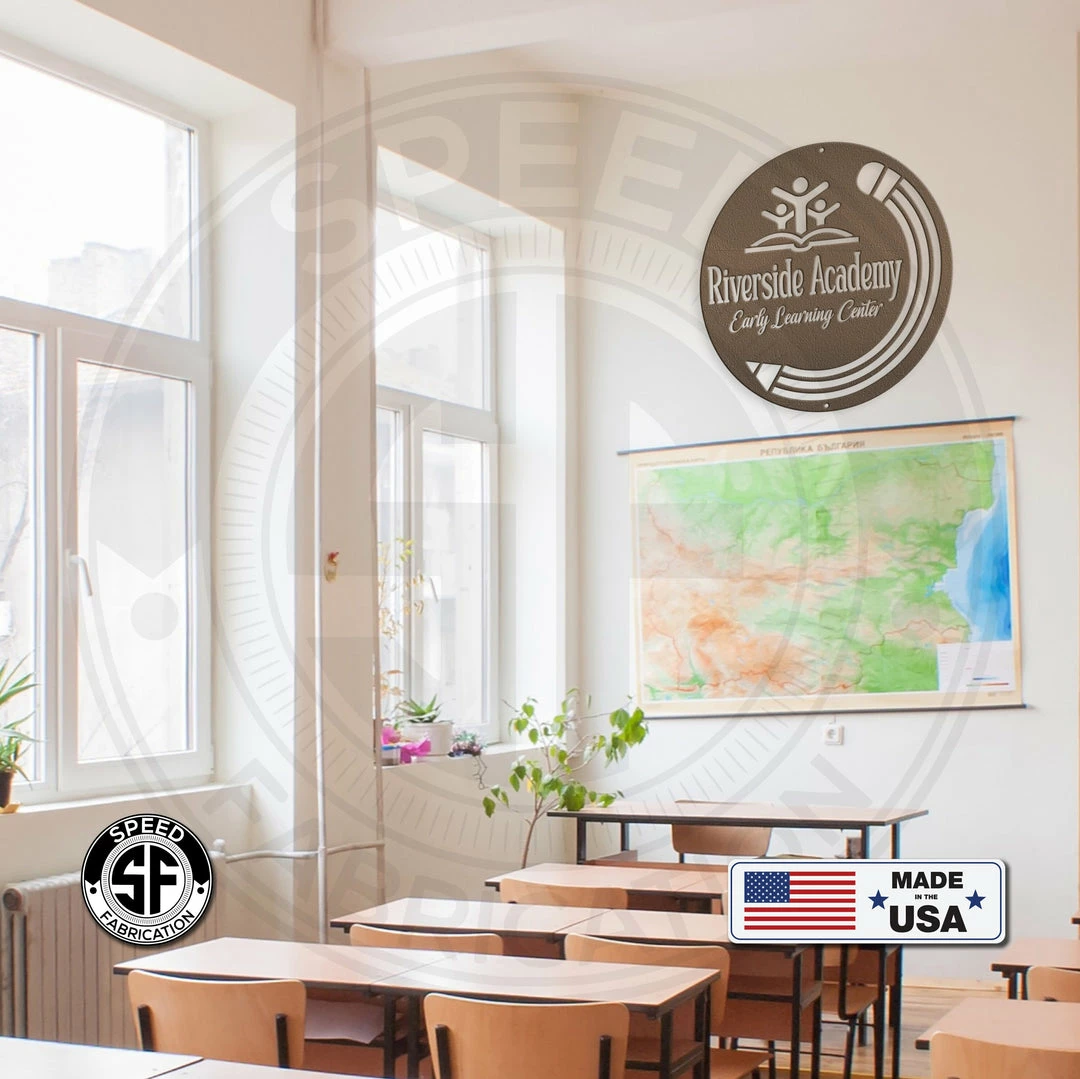 Speed Fabrication Custom Preschool Or School Metal Sign - Sign For School Or Business -Your Own Wording Or Logo