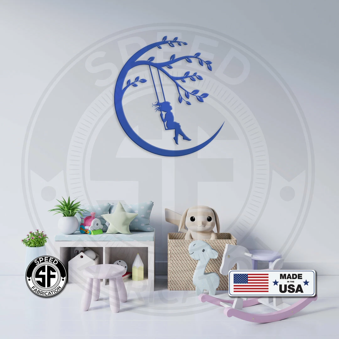 Speed Fabrication Child Swinging Sign-Metal Child On A Swing Sign
