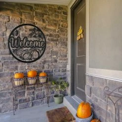 Speed Fabrication Fall/Autumn Metal Signs Fall Welcome Metal Sign With Pumpkins -Autumn Decor - Fall Wall Art