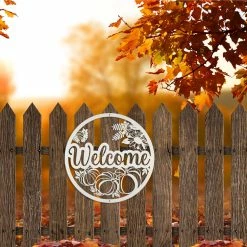 Speed Fabrication Fall/Autumn Metal Signs Fall Welcome Metal Sign With Pumpkins -Autumn Decor - Fall Wall Art