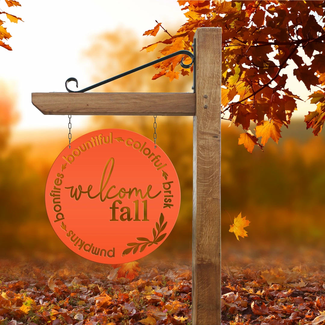 Speed Fabrication Round Welcome Sign For Fall - Autumn Decor - Door Sign For Fall