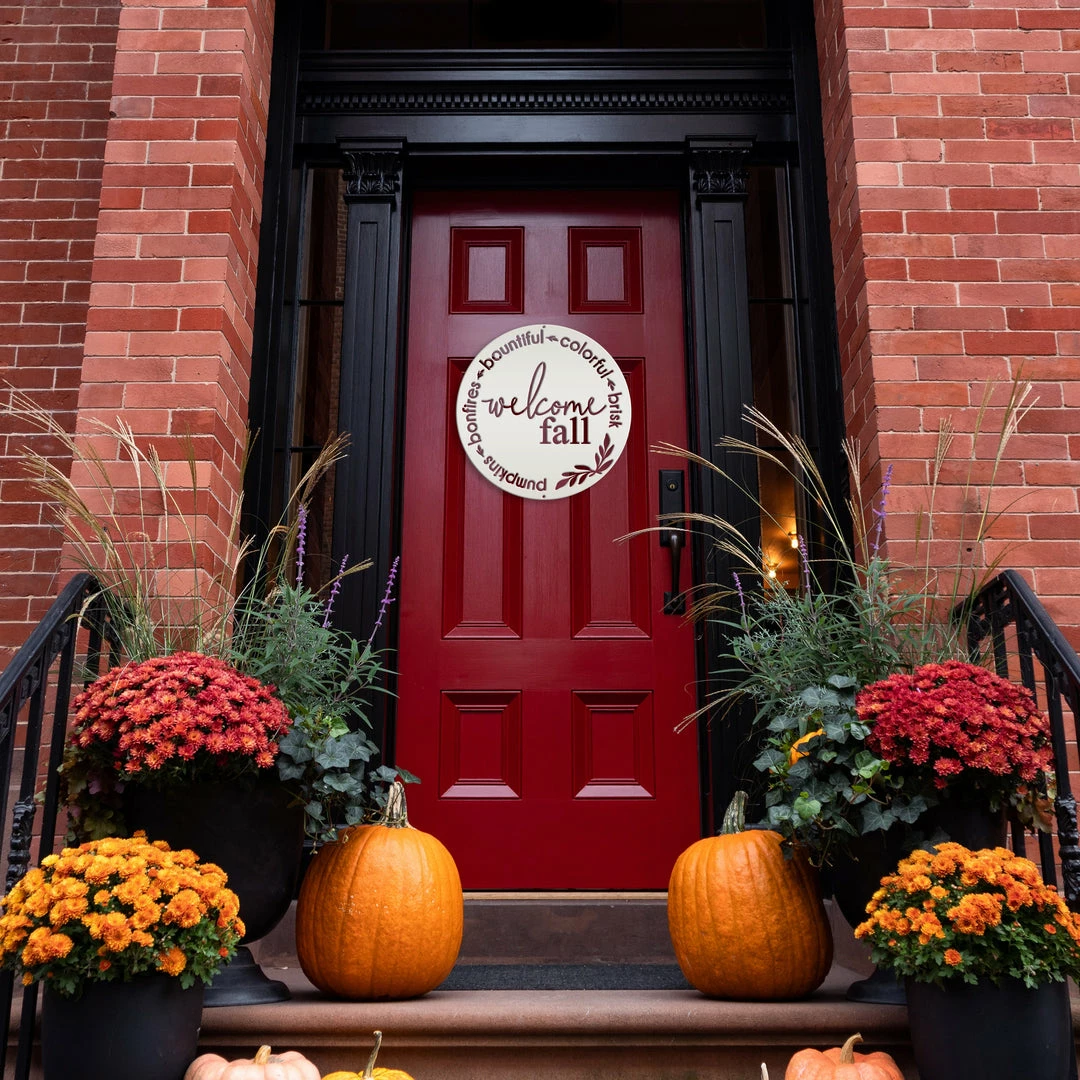 Speed Fabrication Round Welcome Sign For Fall - Autumn Decor - Door Sign For Fall