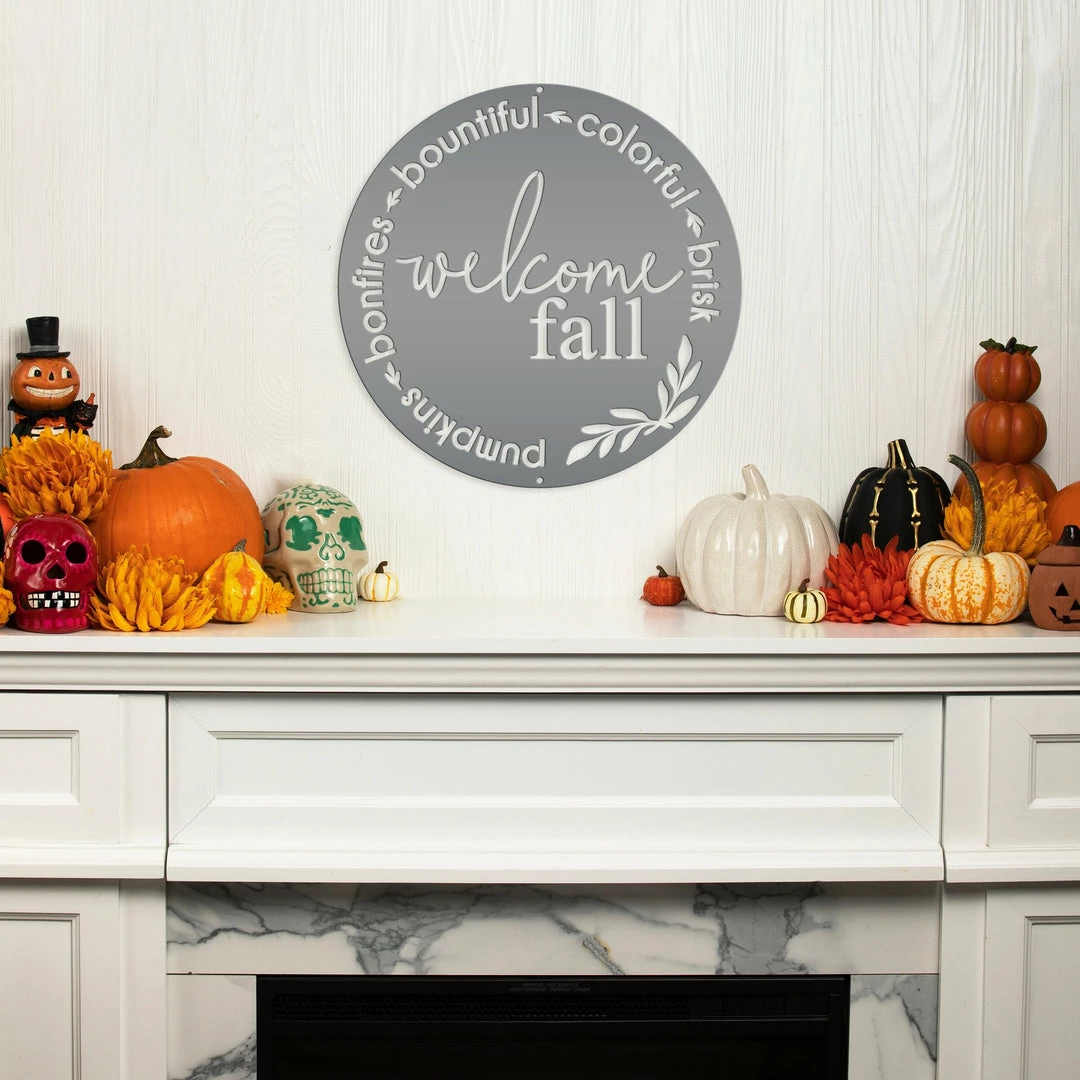 Speed Fabrication Round Welcome Sign For Fall - Autumn Decor - Door Sign For Fall
